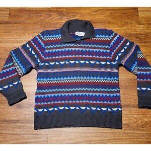 Vintage‎ DS Duke Fair Isle Style Collared Sweater Size M
